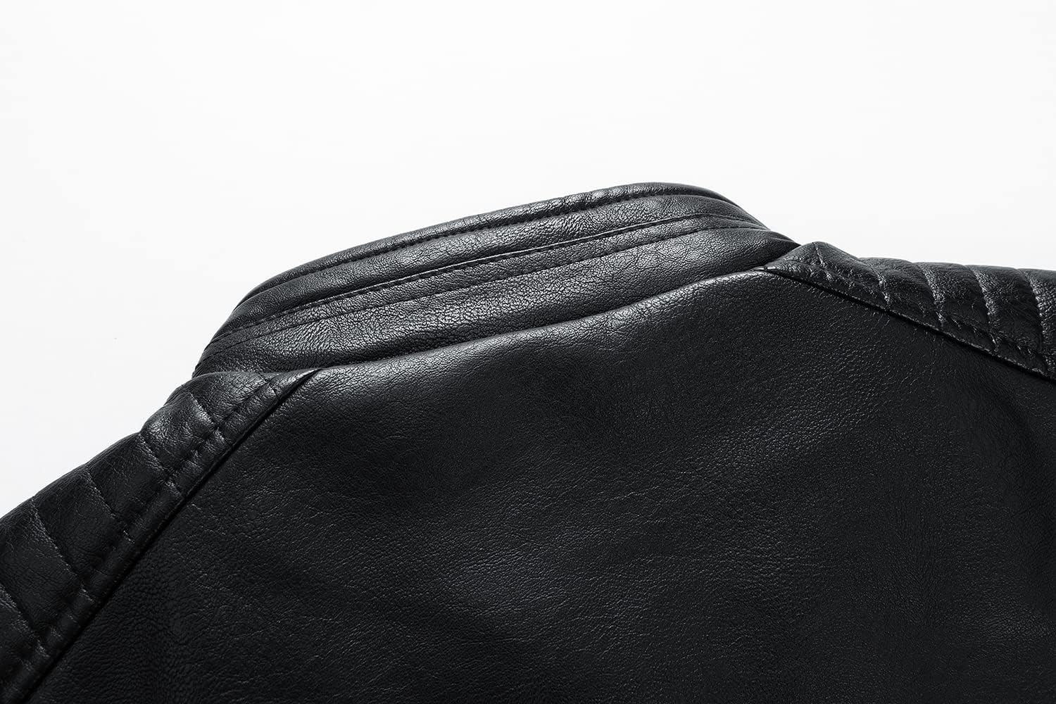 Mens Casual Stand Collar Faux Leather Jacket Biker Motorcycle Jackets - Image 6