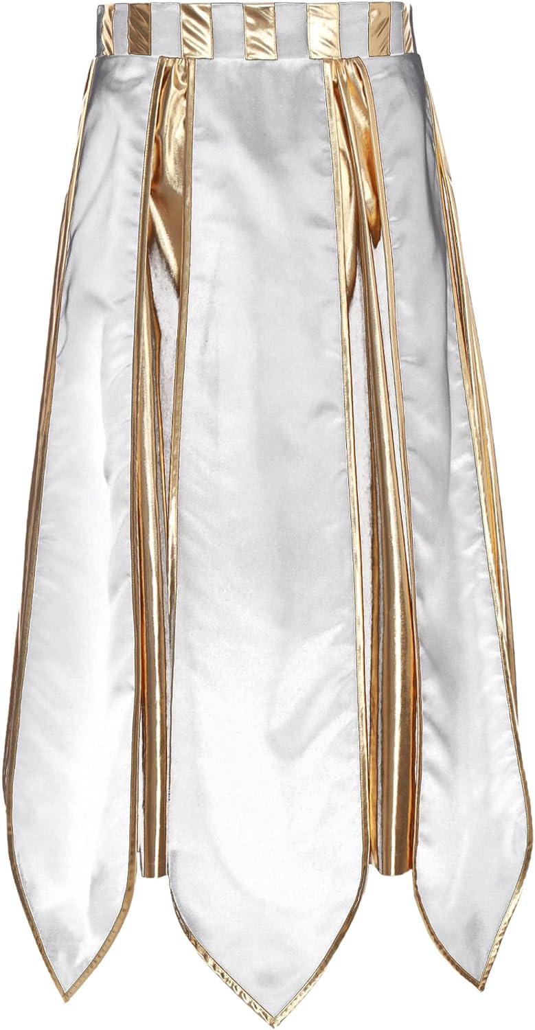Mens Ancient Roman Costume Leggings Greek Egypt King Egyptian Trousers Rave Outfits Long Pants White X-Large