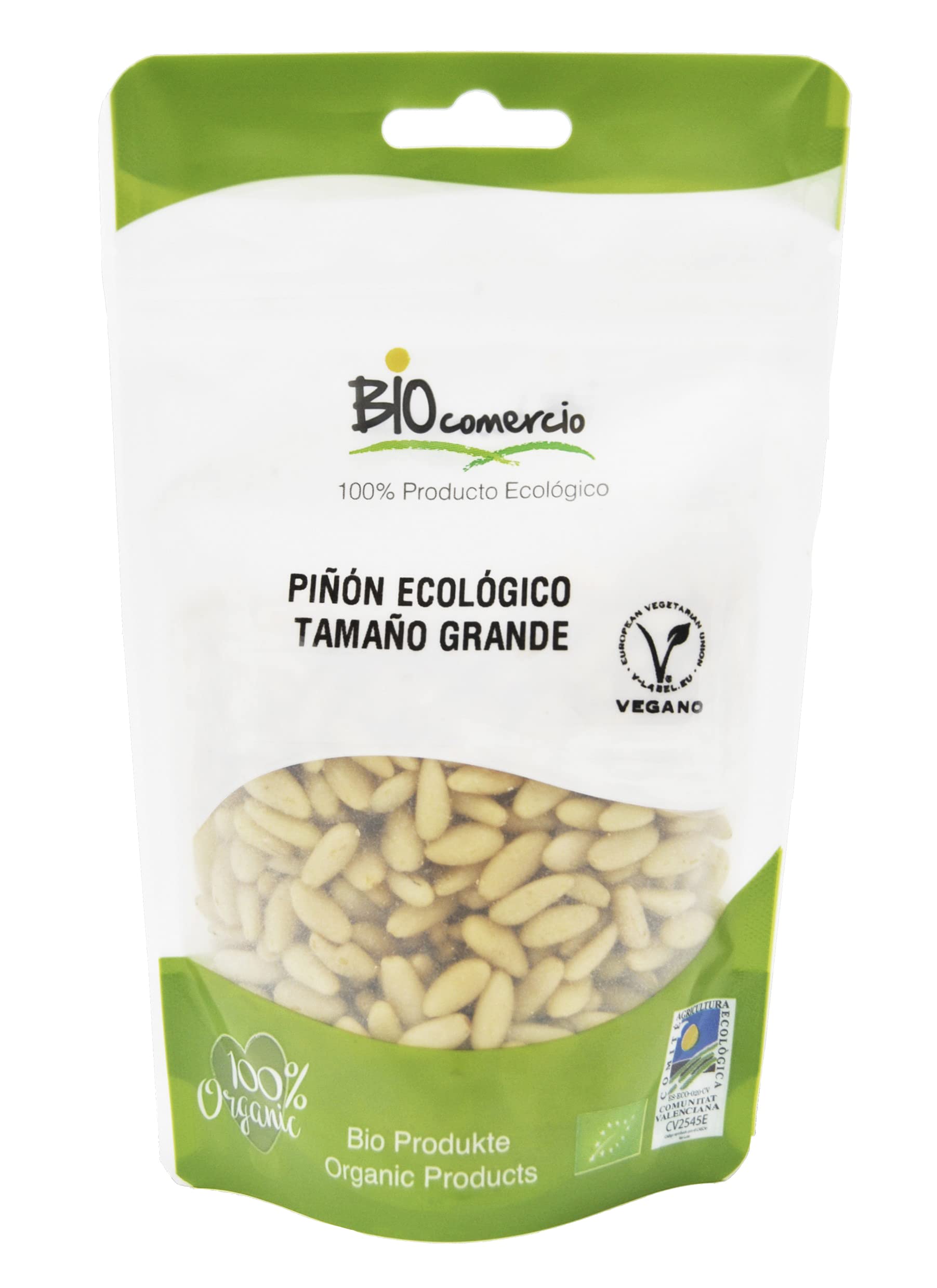 BIOCOMERCIO | Piñón Ecológico Tamaño Grande | Piñones Grandes| 200 gramos | Piñones enteros | Frutos secos | BIO