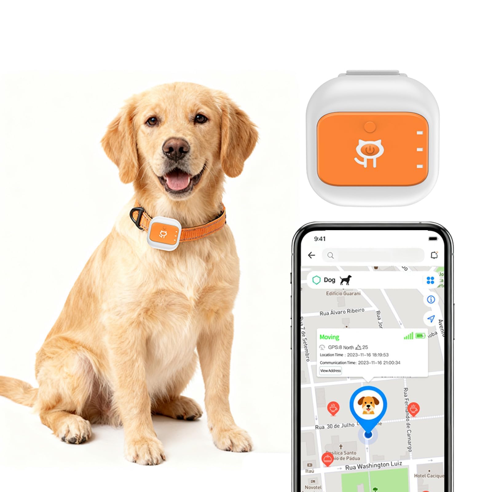 SENECESLI Traceur GPS pour Animaux de Compagnie, Collier de Suivi pour Animaux de Compagnie avec Suivi GPS en Temps Réel, Alerte SOS et Clôture électronique, Autonomie de 25 Jours et (Version