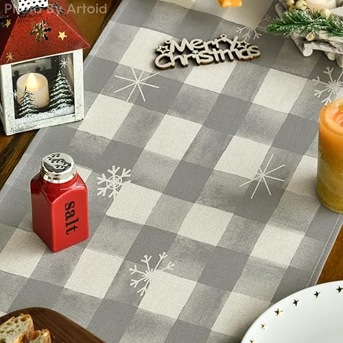 Miniatura 10 de Artoid Mode Camino de mesa de Navidad con diseño de búfalo negro y rojo, decoración de mesa de comedor para decoración de fiesta del hogar, 13 x 60