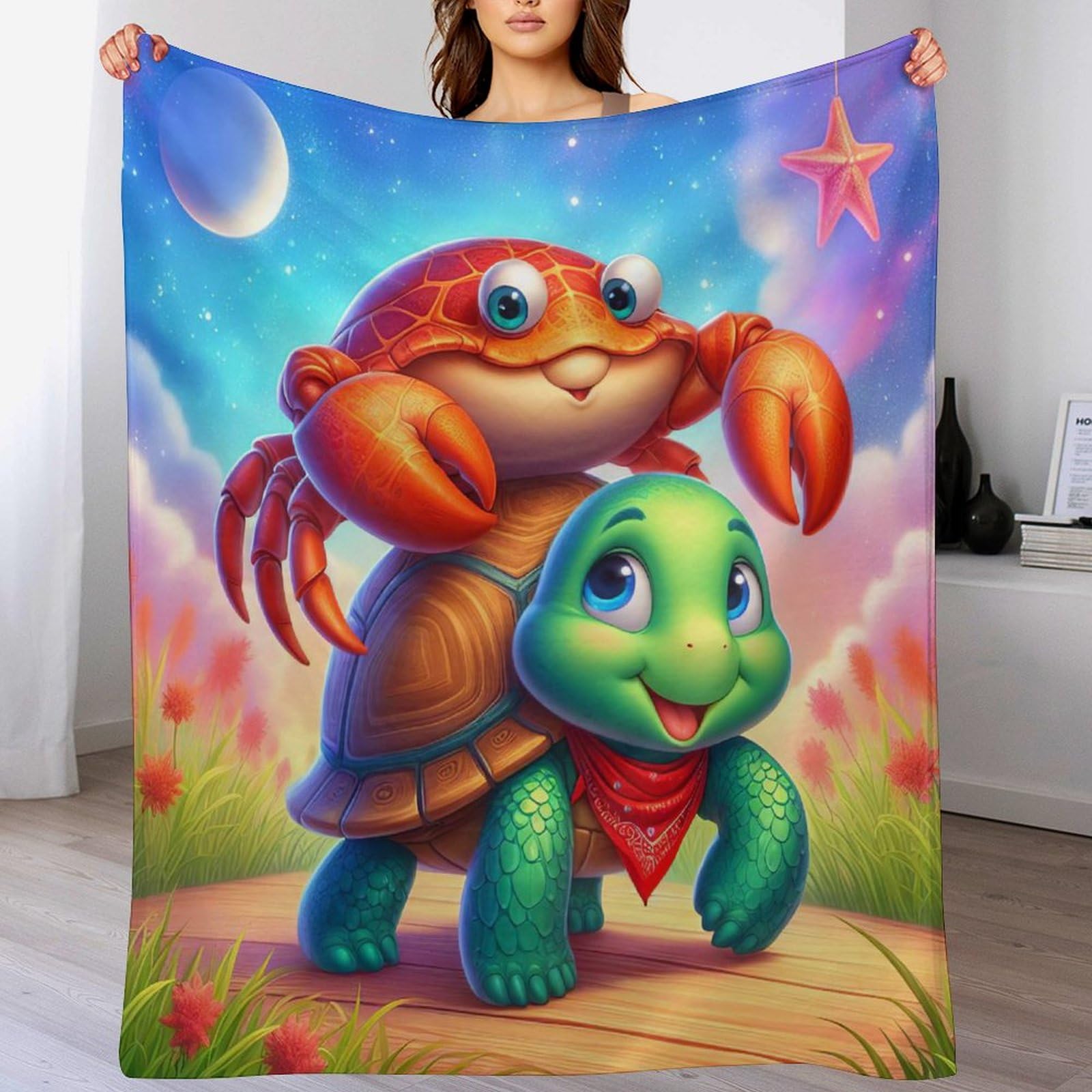 Couverture tortue douce et respirante pour lit et canapé, plaid flannel enfants adultes