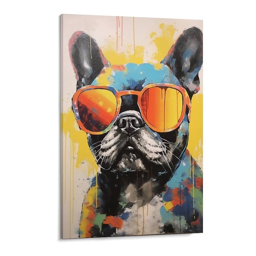 Amazon.co.jp: 絵画 サングラスをかけたフレンチ ブルドッグ