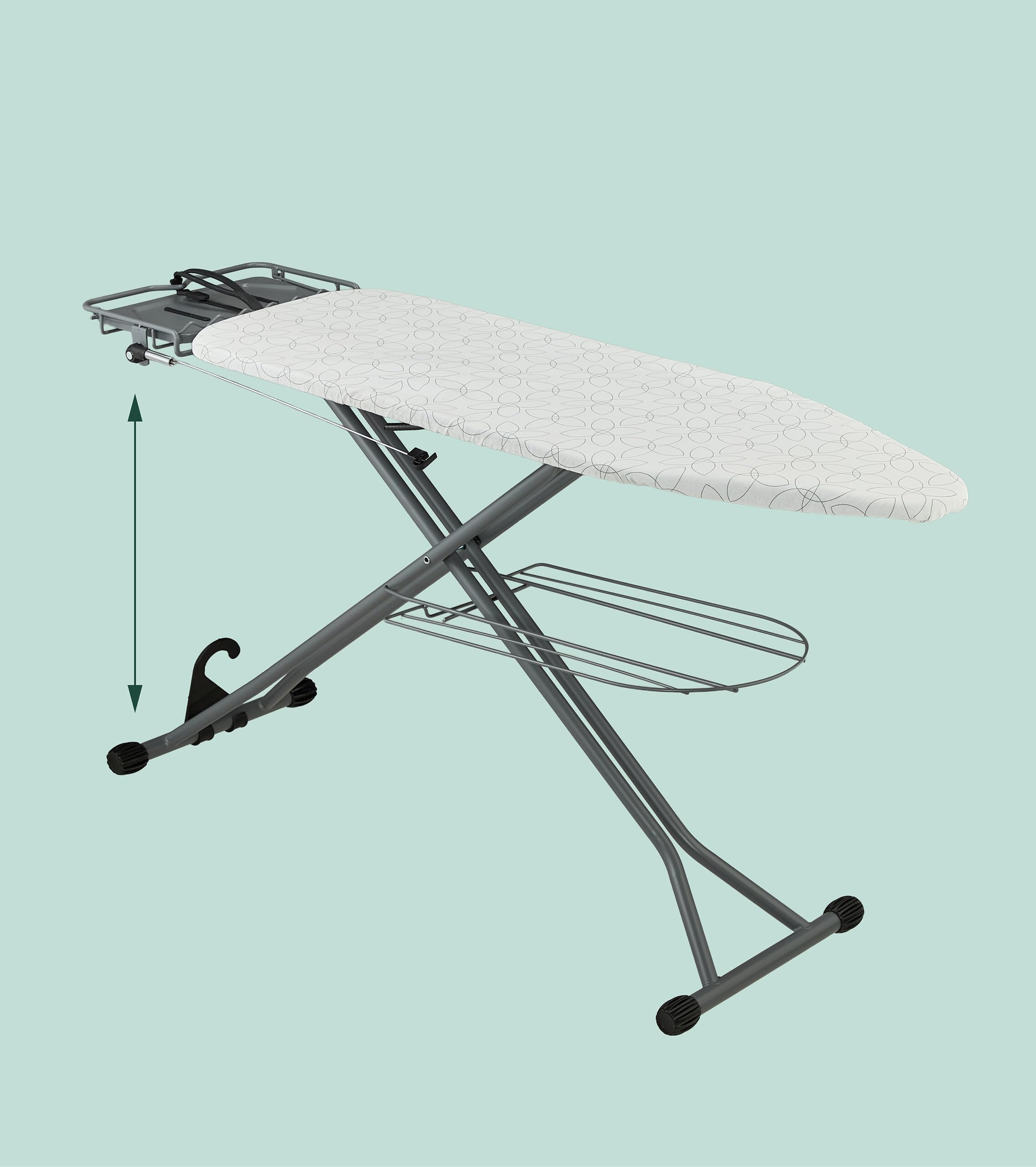 Relaxdays ASSE da Stiro Pieghevole, Tavolo Ferro a Vapore, Piano per Stirare Salvaspazio 123x39 cm,Copriasse, Argento