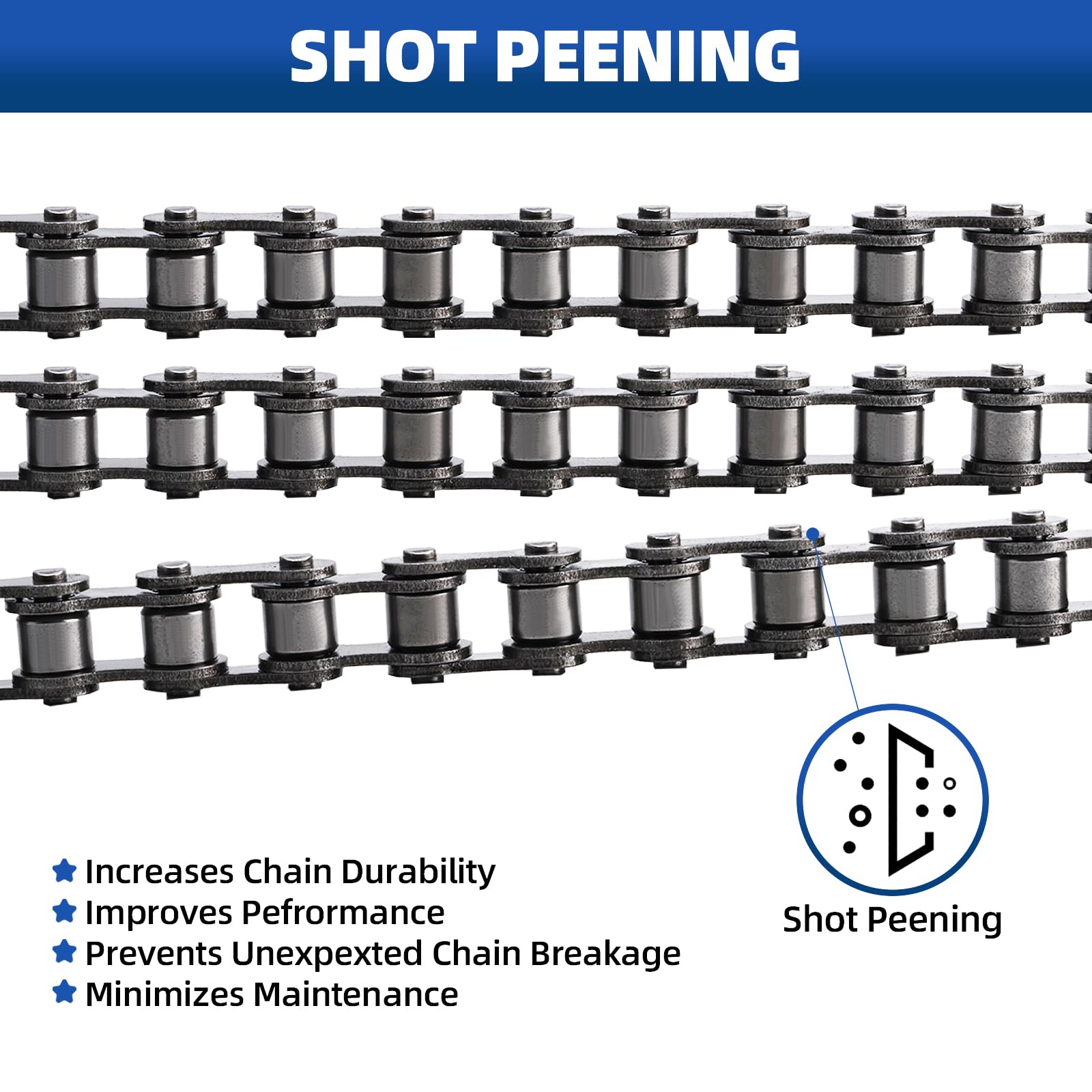 #41 Roller Chain 10 Feet for Electric Gate Openers with 4 Connecting Links, Carbon Steel Chains for Automatic Sliding Gate Opener Operator Garage Hanger Door Go Karts ATVs Dirt Bikes — Amazon image 4