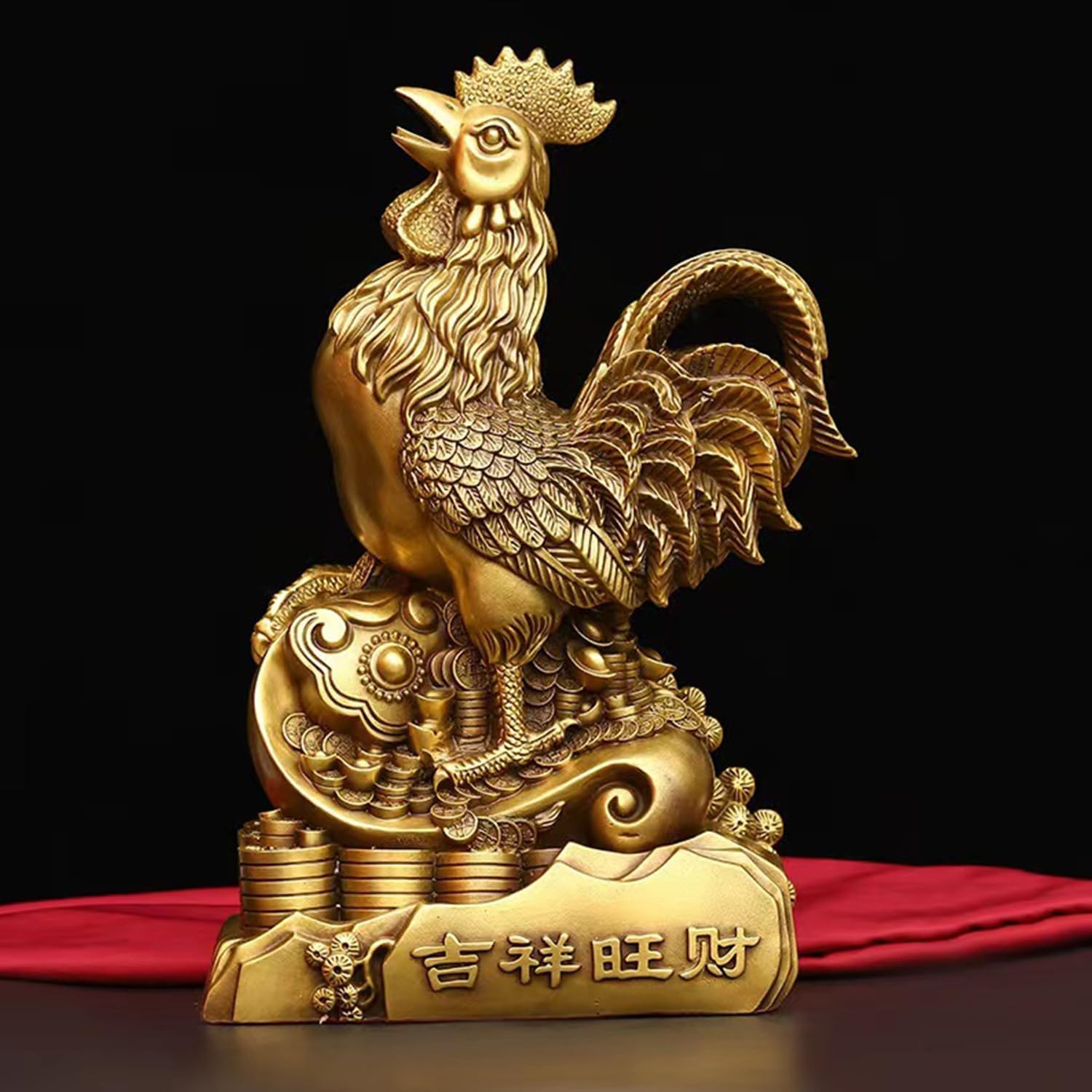 MNUvxzaewf Chinese Lucky Chincken Figure for Wealth and Success Blessing Fengshui Money Brass Rooster Statue Cock