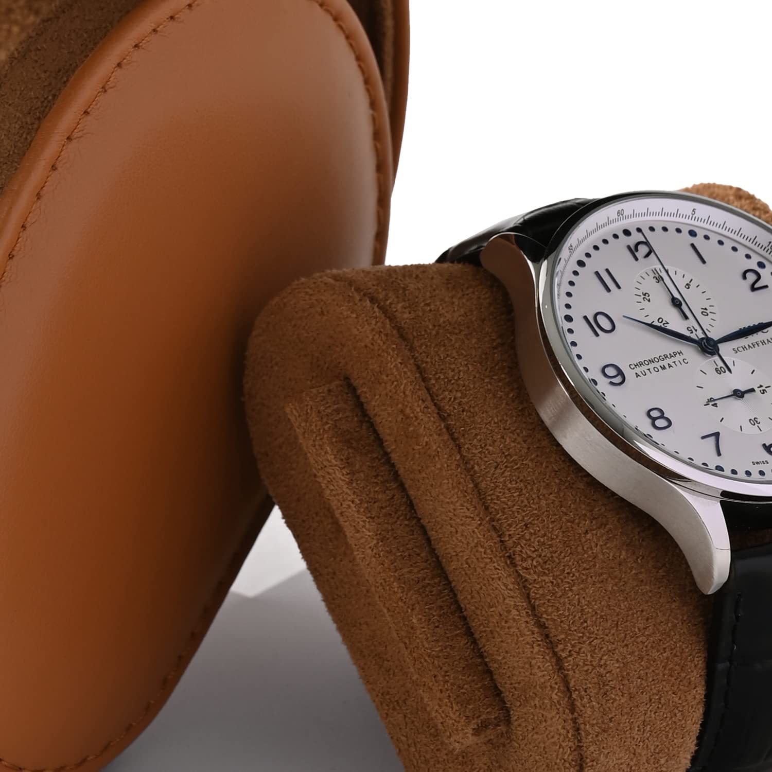 Oirlv Pu Pelle 3 Fessure Scatola Orologi, Scatola porta Orologi Uomo,Per Viaggio,Natale,Anniversario,Compleanno(Marrone)