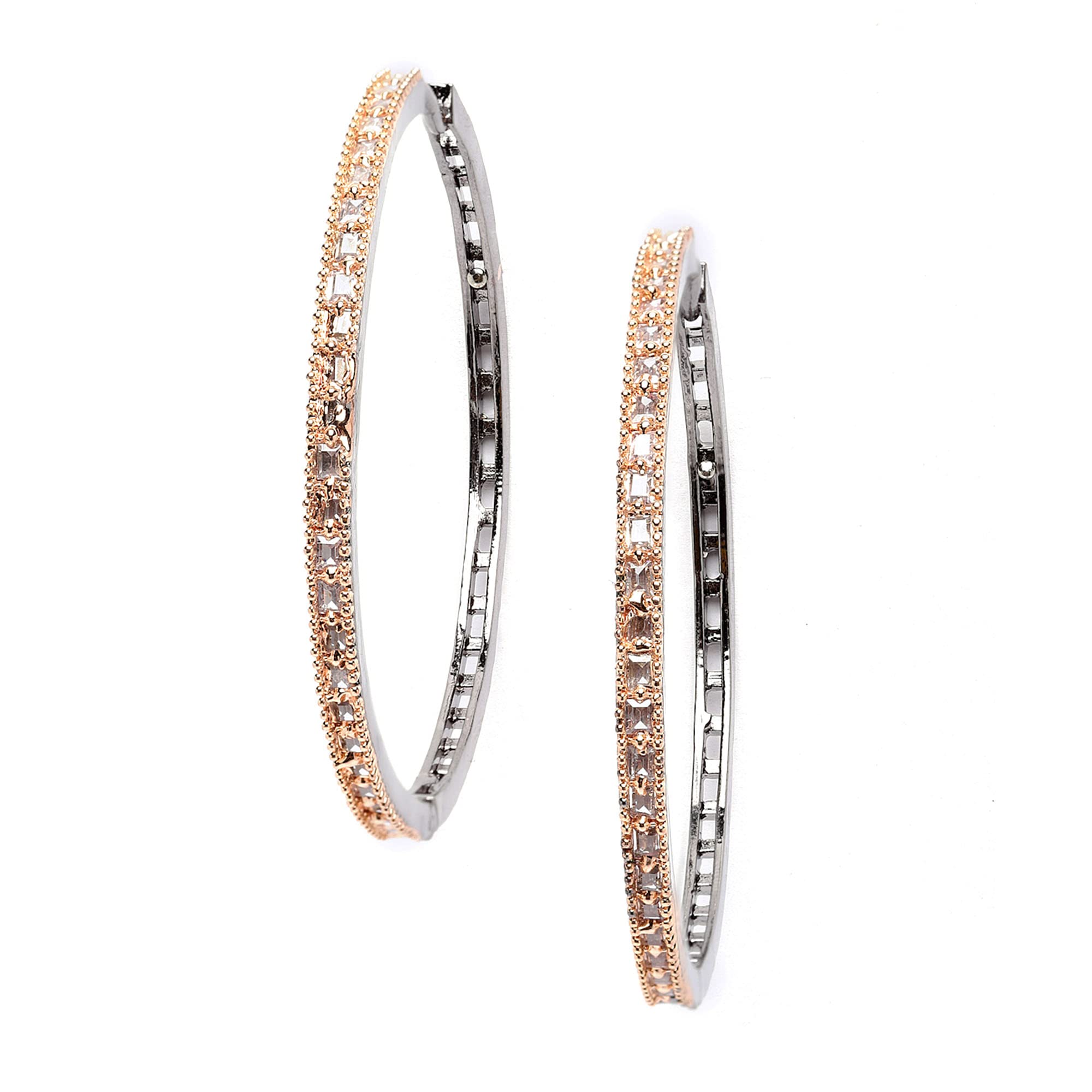 Zeneme American Diamond Hoop Earrings Jewellery for Women and Girls Studded Bali Earring (Rose Black) (B0C1KFWL96) Amazon Price History, Amazon Price Tracker