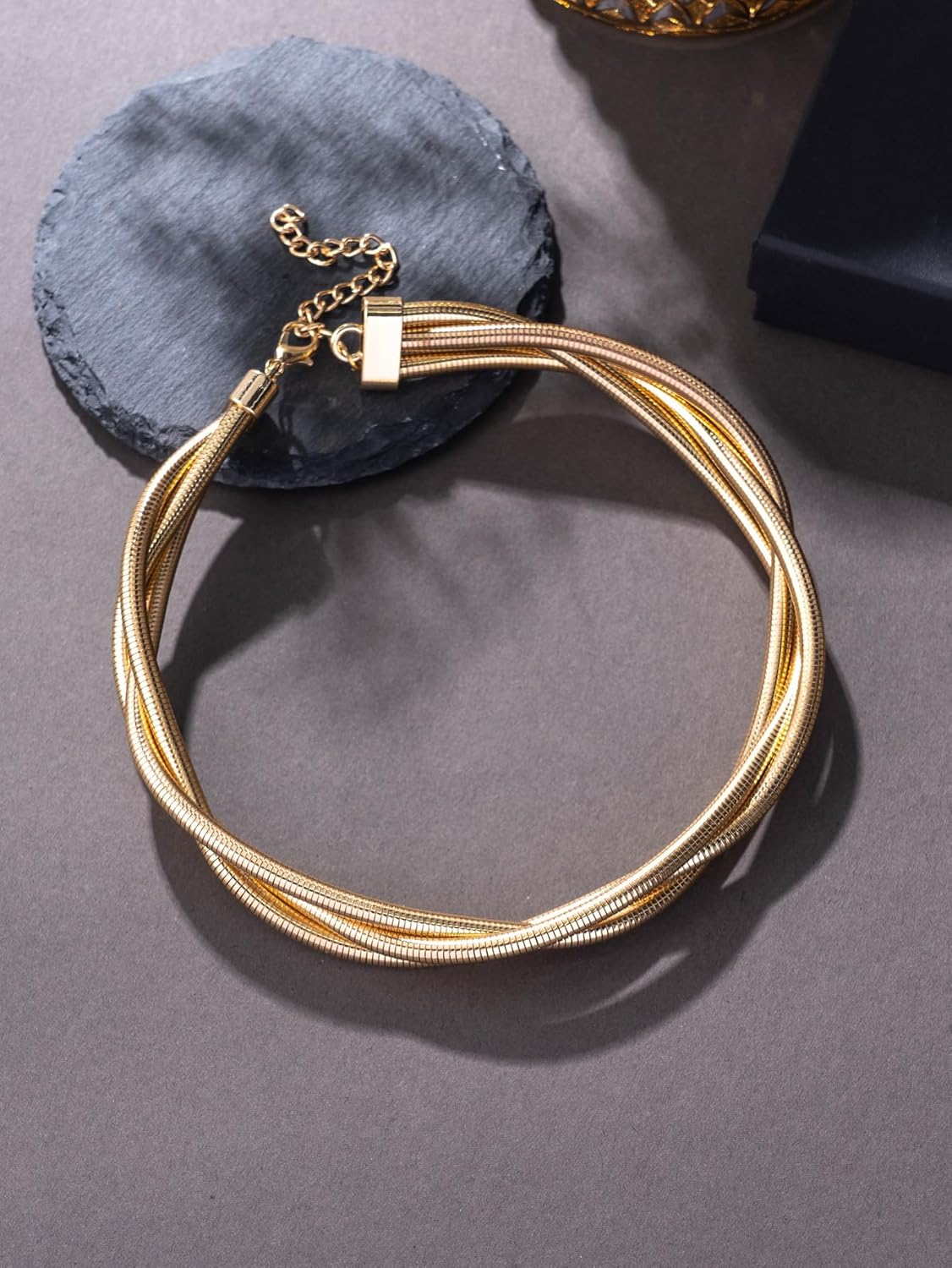 Chunky Gold Chain Necklace for Women,Gold Statement Snake Chain Choker Trendy Gold Layered Necklace Thick Gold Statement Necklace Jewelry - Image 5