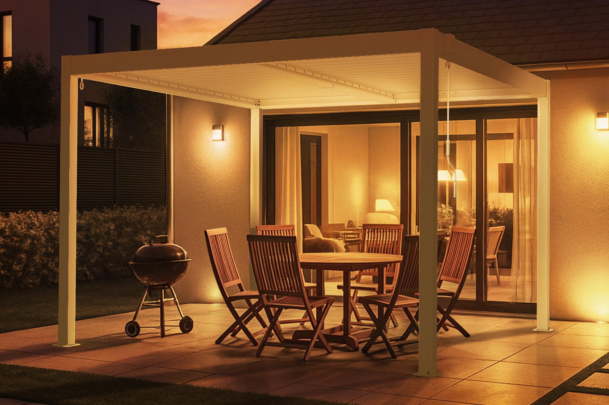 Pergola Bioclimatique Autoportée Cazeboo 3x2m - Lames Orientables En Acier, Aluminium Gris - Abri Terrasse Résistant Au Vent Et Pluie - 12