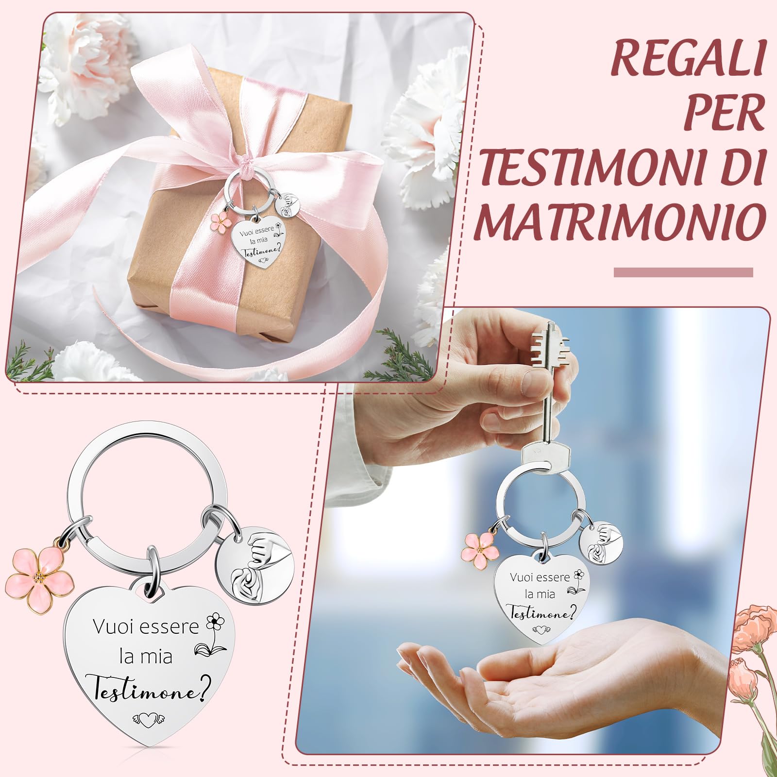 Tenare Set Regalo per Testimone di Nozze Borsa Cosmetica in Tela e Portachiavi con Scritta Vuoi Essere la Mia Testimone Regalo per Damigella d'Onore Rischiesta Proposta Testimone di Nozze