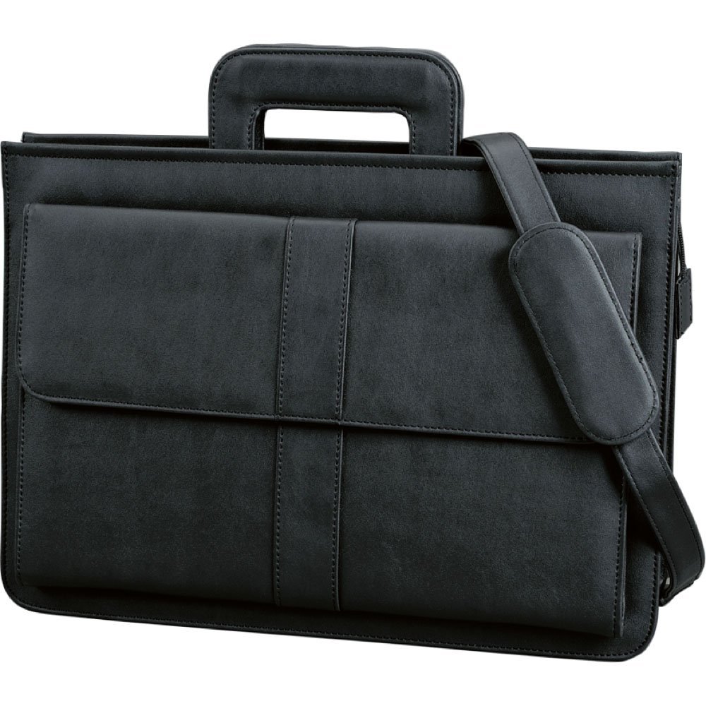 ALASSIO Dokumententasche AVERSA, Aktenmappe aus Lederimitat, Mappe mit versenkbaren Griffen und Tragegurt Aktentasche, 42 cm, Schwarz