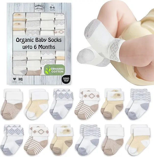 Organic Baby Socks 0-6 Months, 12 Pairs - Knitted Baby Socks Pattern