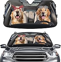 Vista 1 de GENANY Parasol Divertido para Parabrisas de Pareja de Perros Golden Retriever Lindos para Coche SUV Camión (55x30 Pulgadas), Parasol