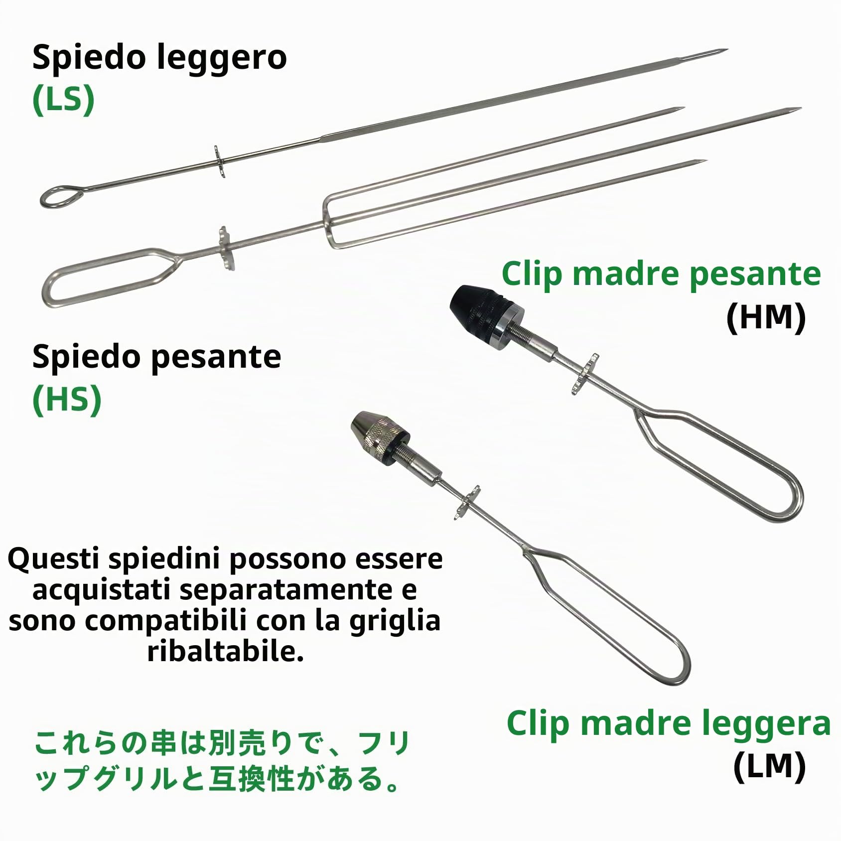 Kit girarrosto universale di ricambio da tavolo, dispositivo di ribaltamento automatico per spiedini rotanti, kebab, barbecue grill (DS11LSN)