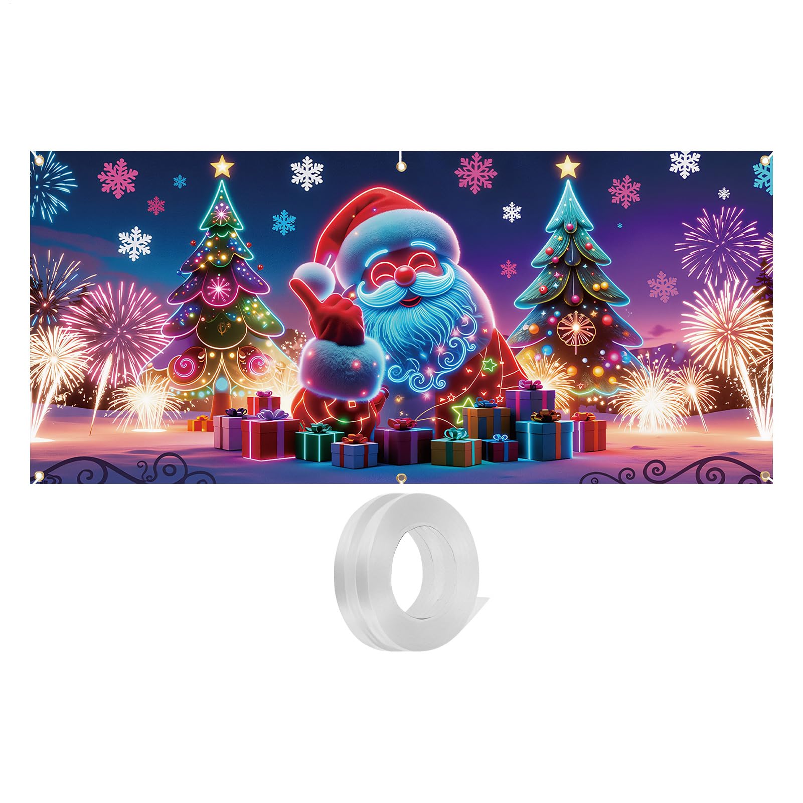 Habillage porte garage Noël anti-terne pour décorer facilement sans percer