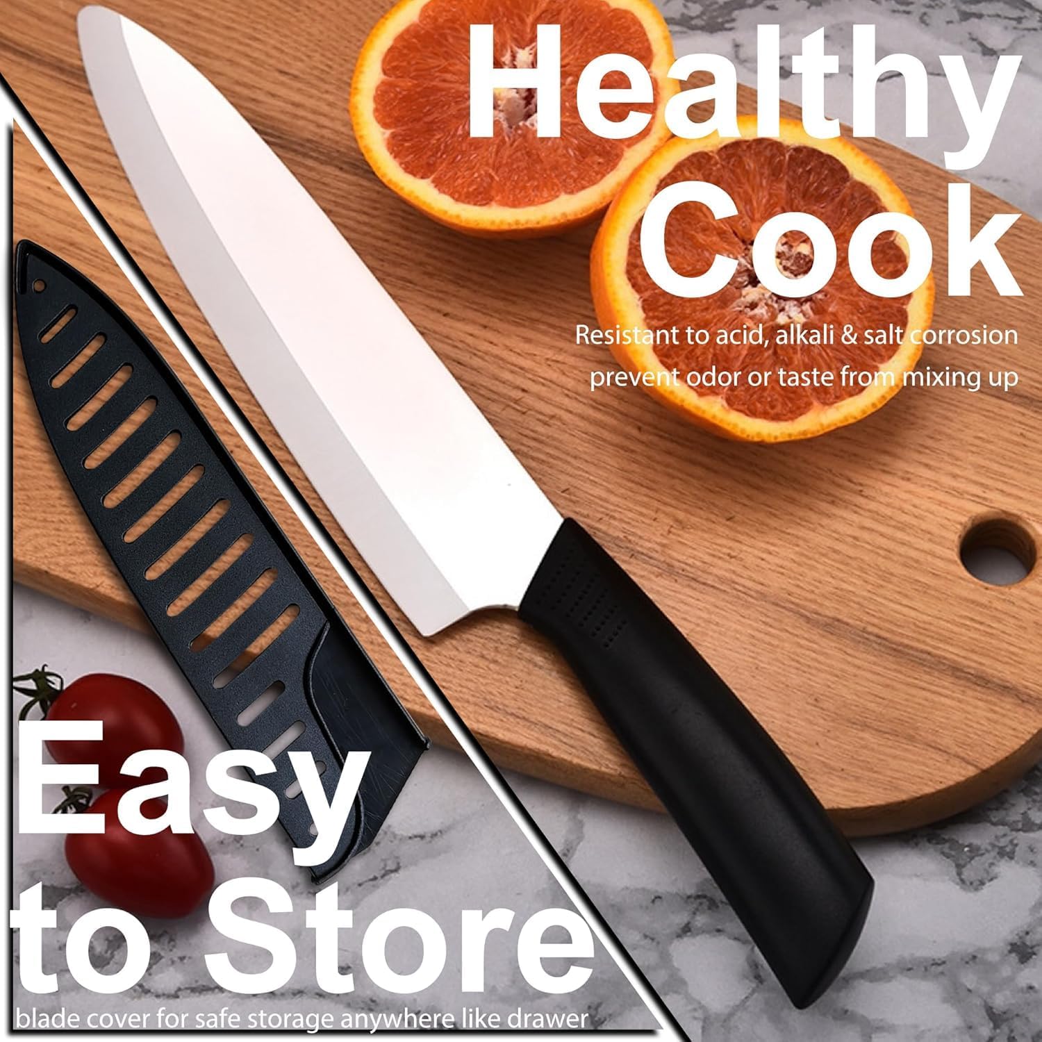 Ceramic Knife - 7 inch Chef's Knife - Light, Precise, Sharp Ceramic Kitchen Knife with Sheath Cover