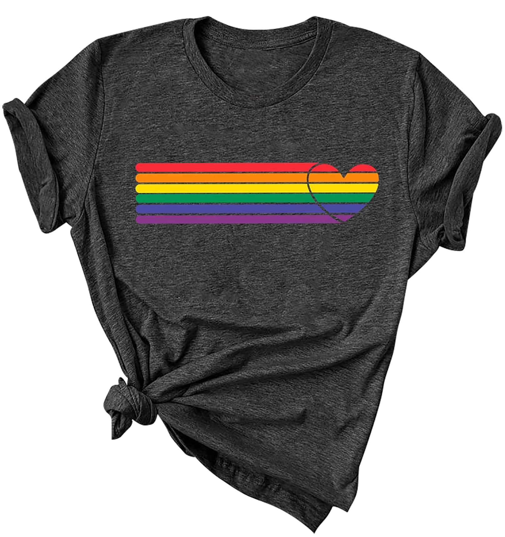 VVNTYPride T Shirts Women Rainbows Heart Graphic Tees Shirts LGBT Shirts Casual Short Sleeve Tops