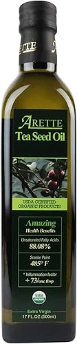 Miniatura 1 de Arette Aceite de semilla de té orgánico certificado USDA virgen extra sin sabor extra ligero prensado en frío 17 onzas 169fl oz