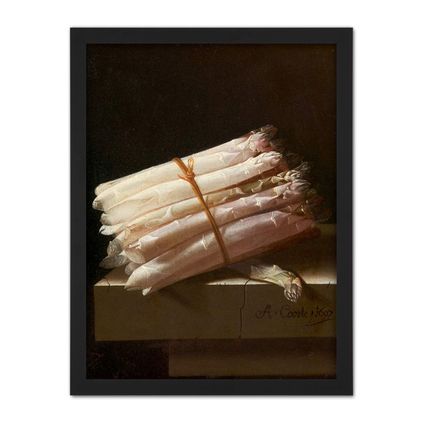 Artery8 Adriaen Coorte Still Life With Asparagus Painting Artwork Framed Wall Art Print 18X24 Inch