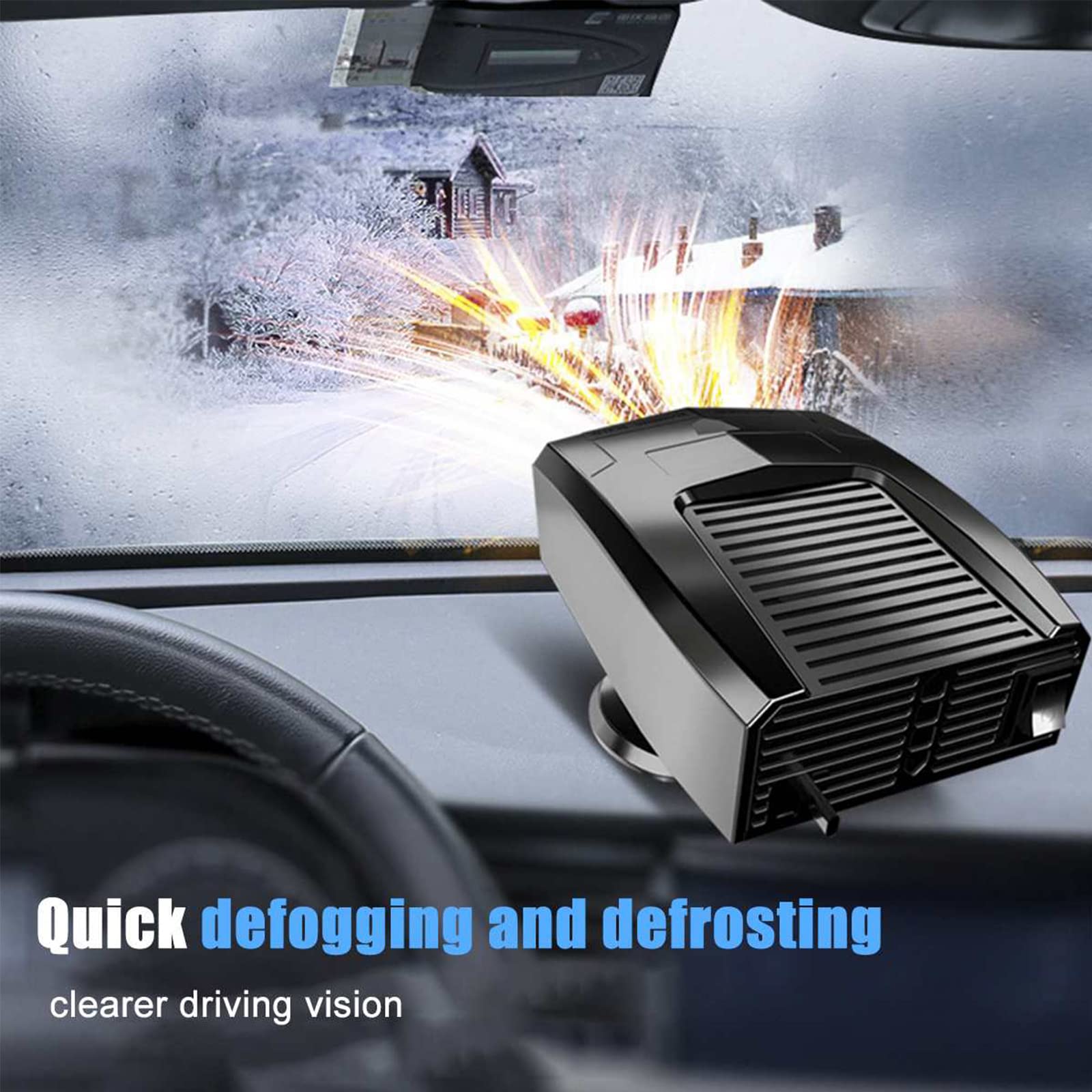Riscaldatore Auto 12V Portatile 2-in-1: Sbrina E Riscalda In 5 Minuti! (Nero) - Foto 11