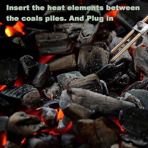 Miniatura 7 de Encendedor eléctrico de carbón  Parrilla de barbacoa para chimenea, fogatas, briquetas de encendido rápido de carbón, sin chispas ni llamas, 304