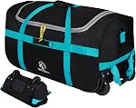 REDCAMP Foldable 85L/25.6 Inch Duffle Bag with Wheels 1680D Oxford Collapsible Large Duffel Bag with Rollers for Camping Travel Gear,Black