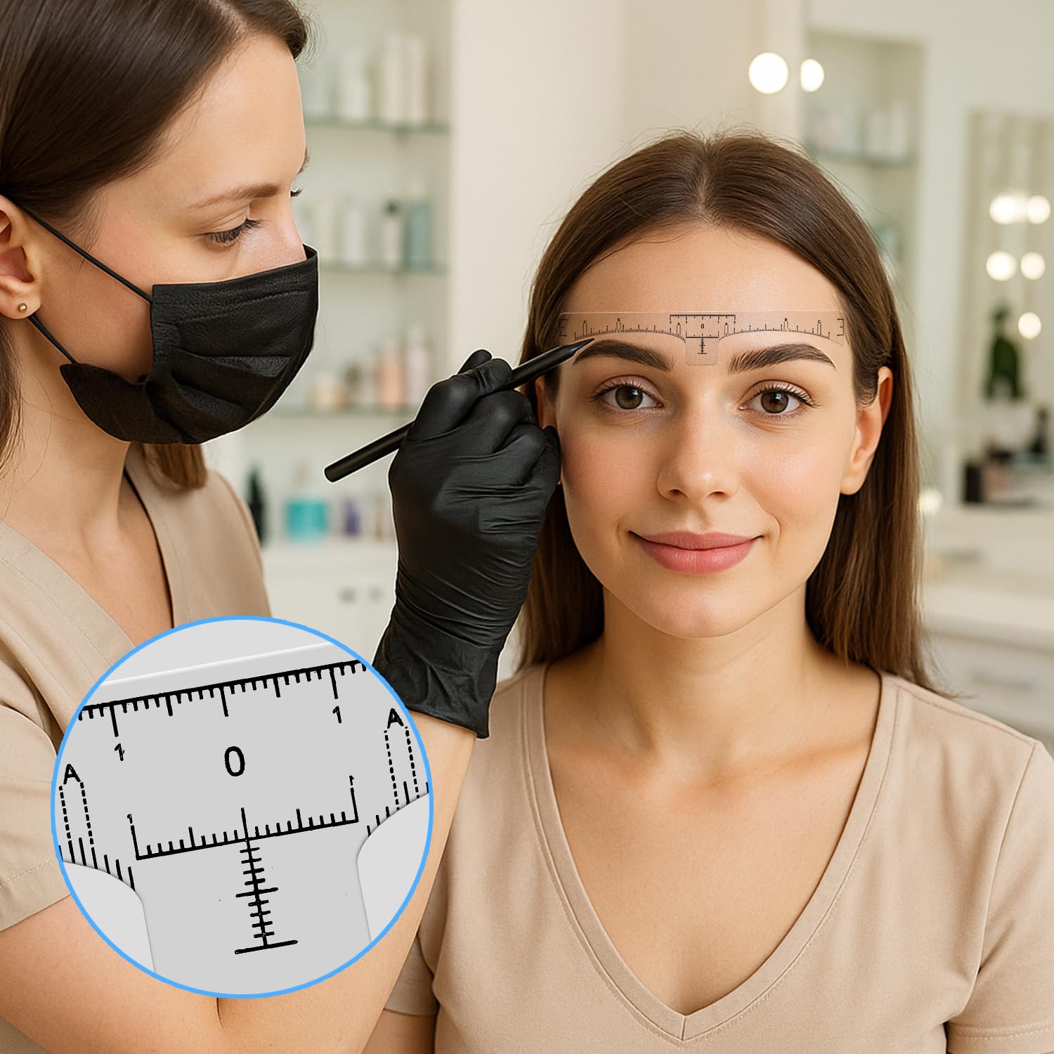 Bojueshaw 100pcs Eyebrow Stencil Template,Brow Measuring Shaper Tool,Disposable Brow Mapping Ruler Sticker for Microblading & Makeup - Image 3