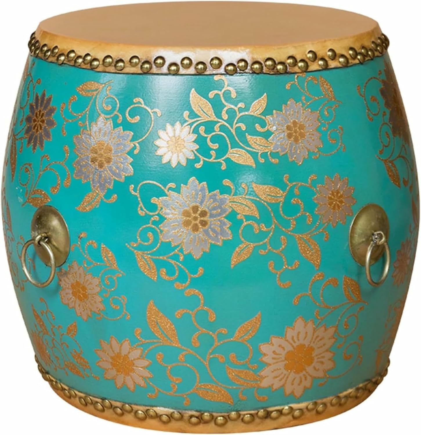 Chinese-Style Glazed Hand-Painted Drum Stool,Decorative Garden stools,for Indoor Outdoor, Small Drum Stool for Living Room, Balcony