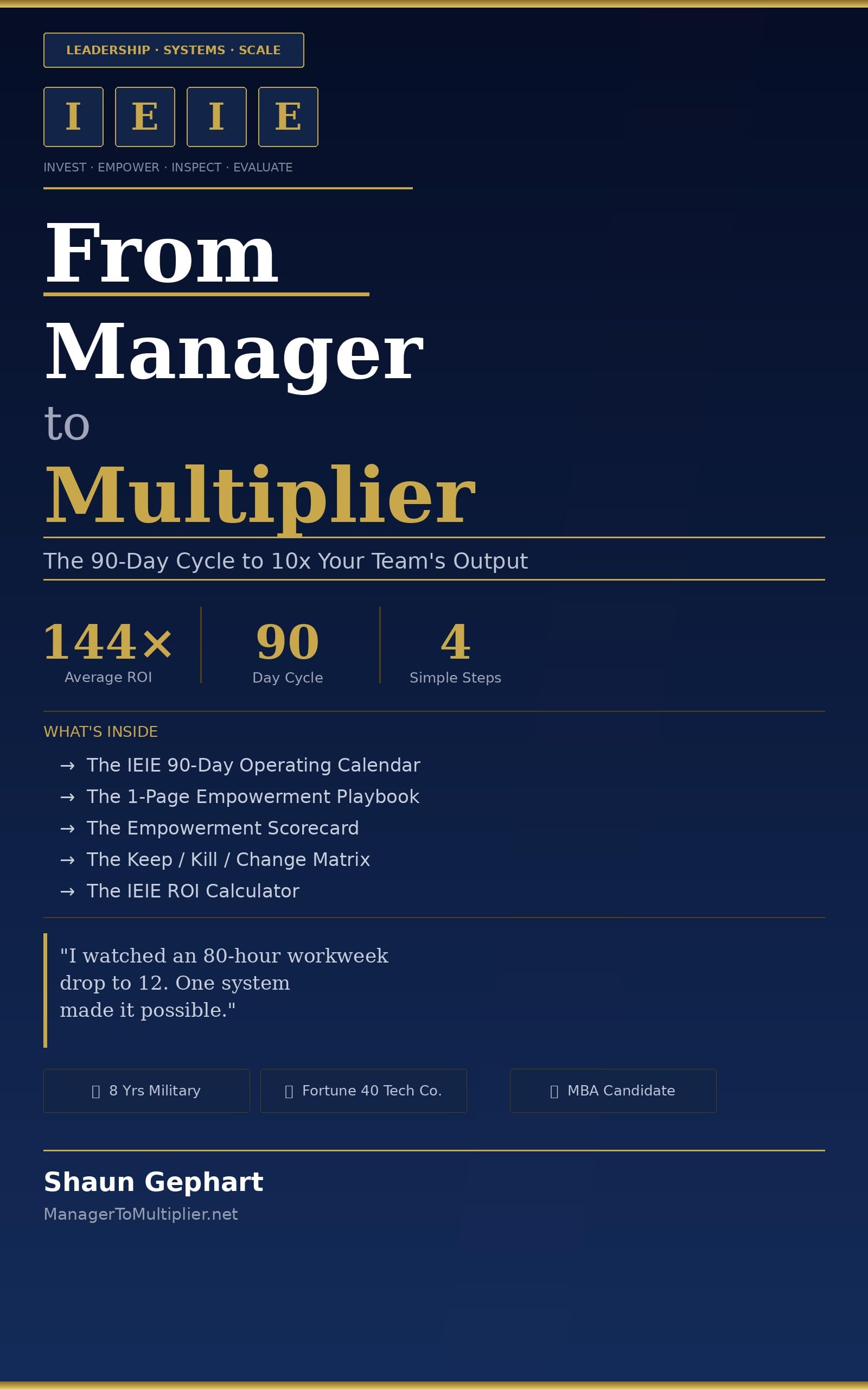 IEIE: From Manager to Multiplier: The 90-Day Cycle to 10x Your Team’s Output