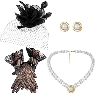Bencailor Tea Party Fascinator Hat and Lace Glove for Women