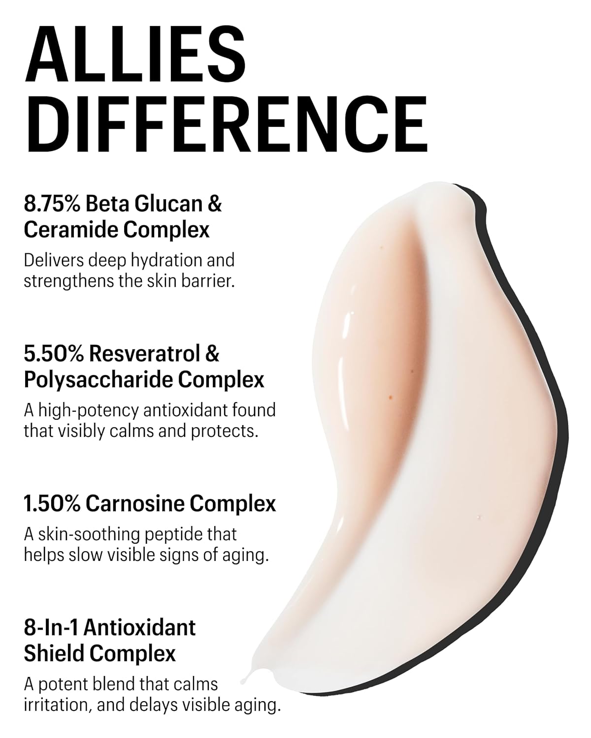 Allies of Skin Beta Glucan & Reservatrol Advanced Hydrating Serum | Plumping Face Serum with Ceramides, Peptides and Hyaluronic Acid | For Sensitive and Dry, Dehydrated Skin (1 Fl oz)