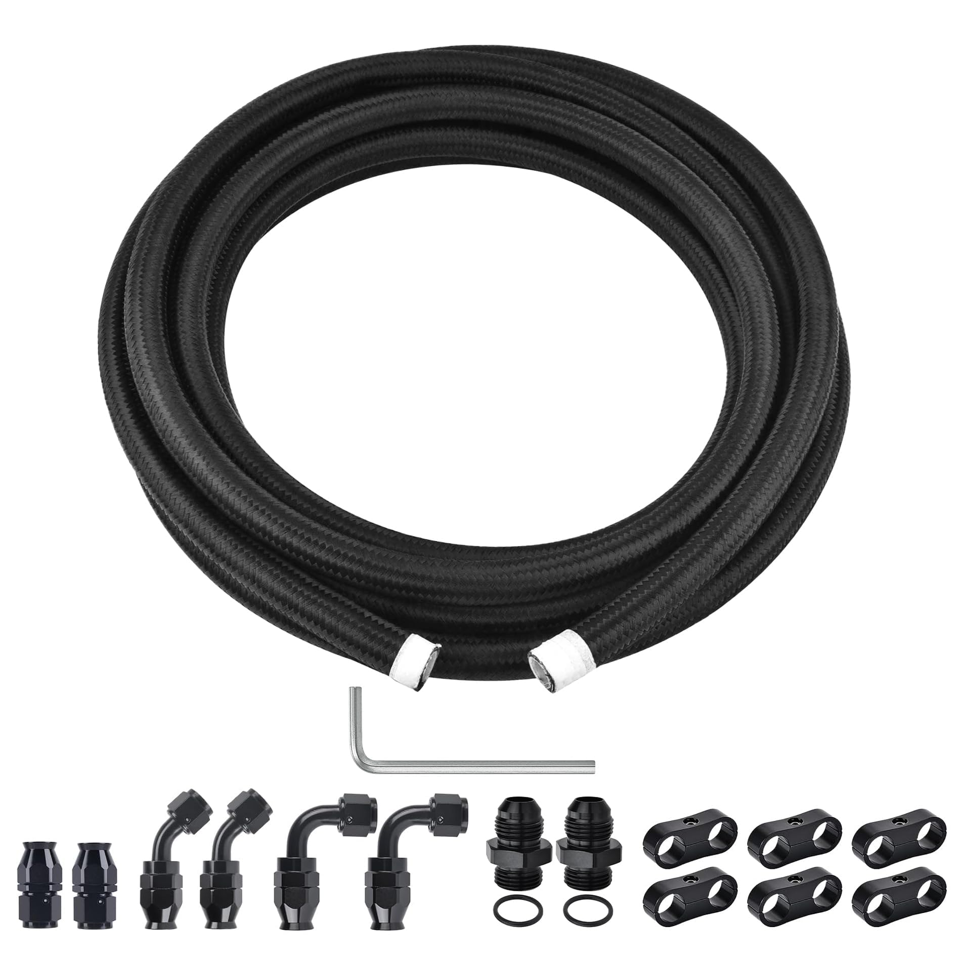 EVIL ENERGY Kit de tuyau de carburant en PTFE 10AN AN10 E85 en nylon tressé 3 m noir