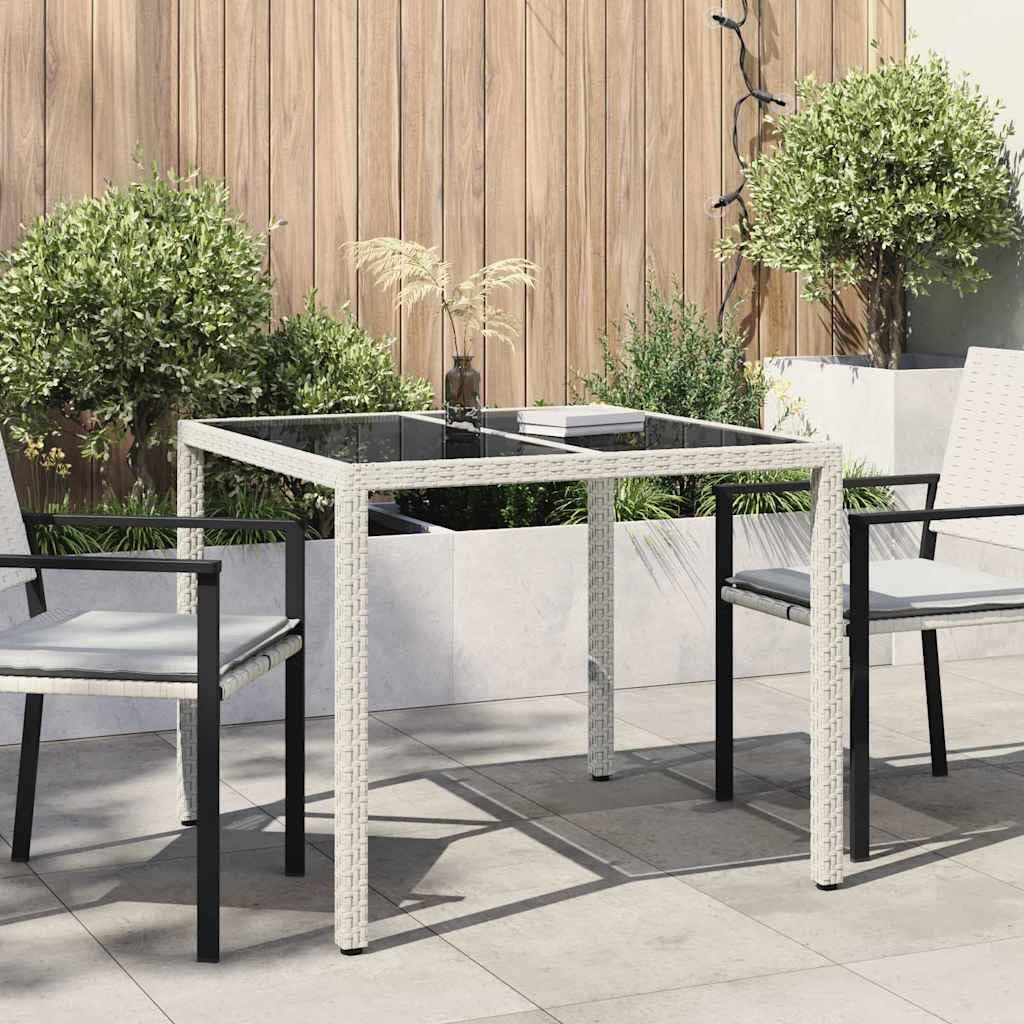 Tavolo da giardino bianco, 90 x 90 x 75 cm, in polyrattan, resistente alle intemperie, moderno tavolo da pranzo per esterni, stabile, elegante tavolo da salotto, pieghevole, ovale, per