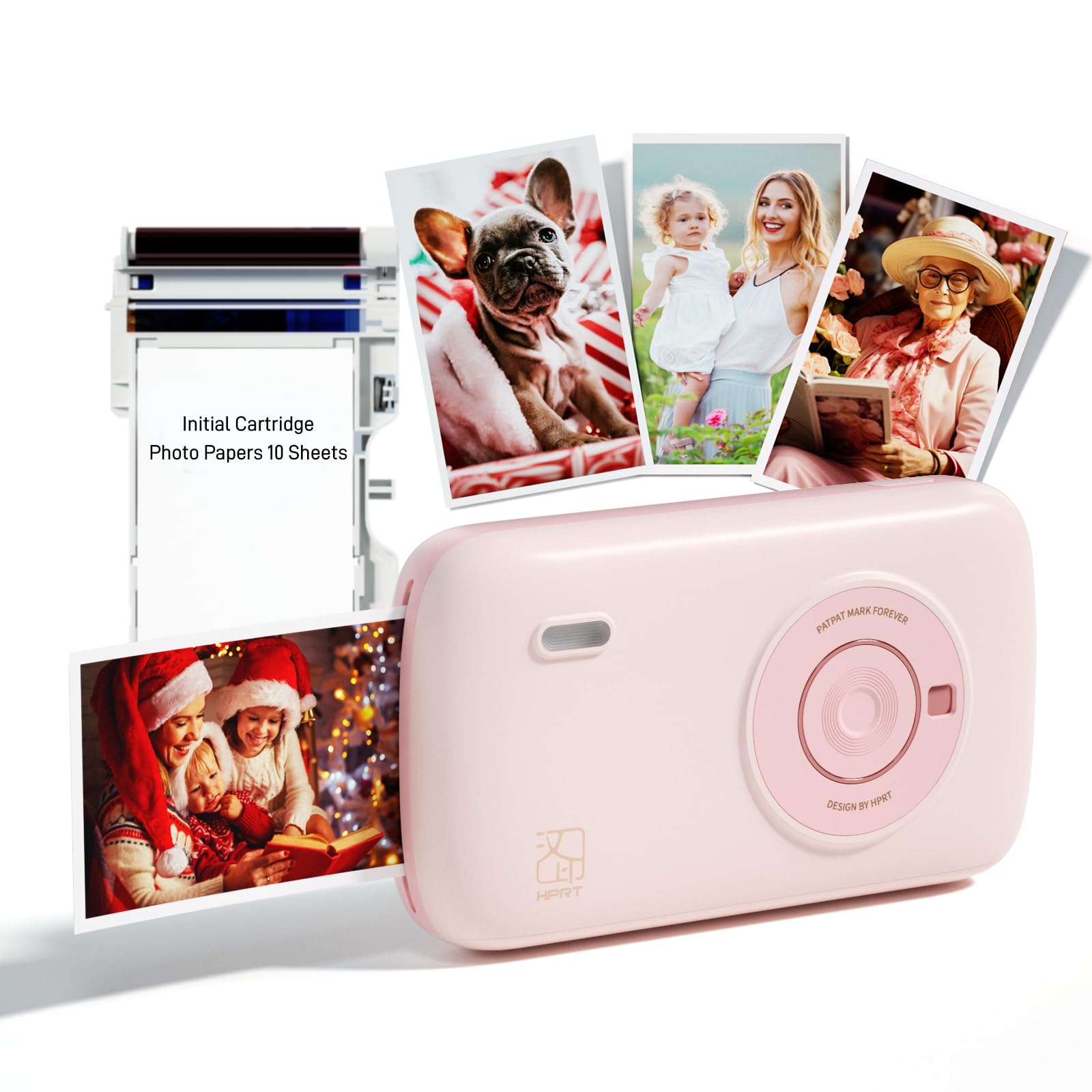 HPRT Mini Photo Printer for iPhone, Smart Phone, Portable Instant Picture Printer with Bluetooth, Wireless Thermal Paint Sublimation Photo Printer CP2100 (Pink, Printer+10 Sheets)
