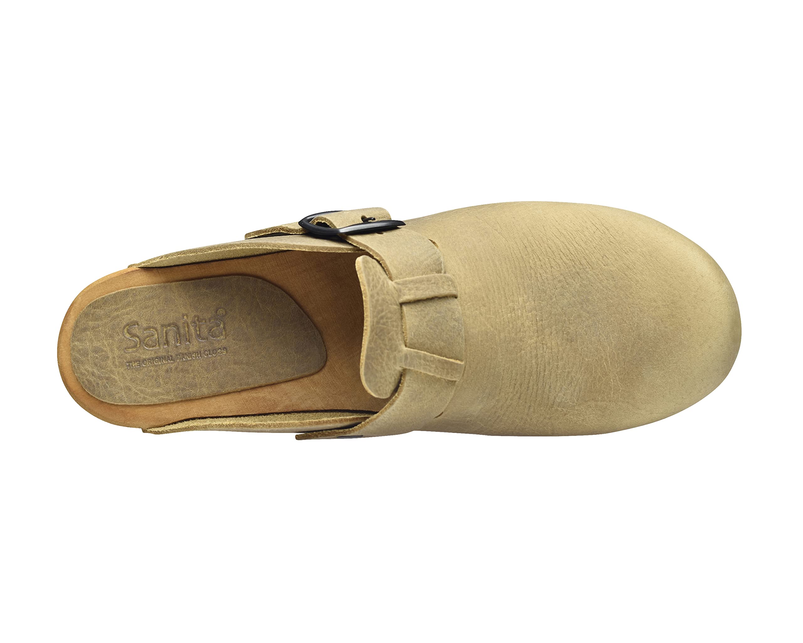 Sanita Malulo Clog | Original handgemacht | Leder-Holzclogs für Damen | Verstellbarer Riemen | Hellbraun | 41 EU
