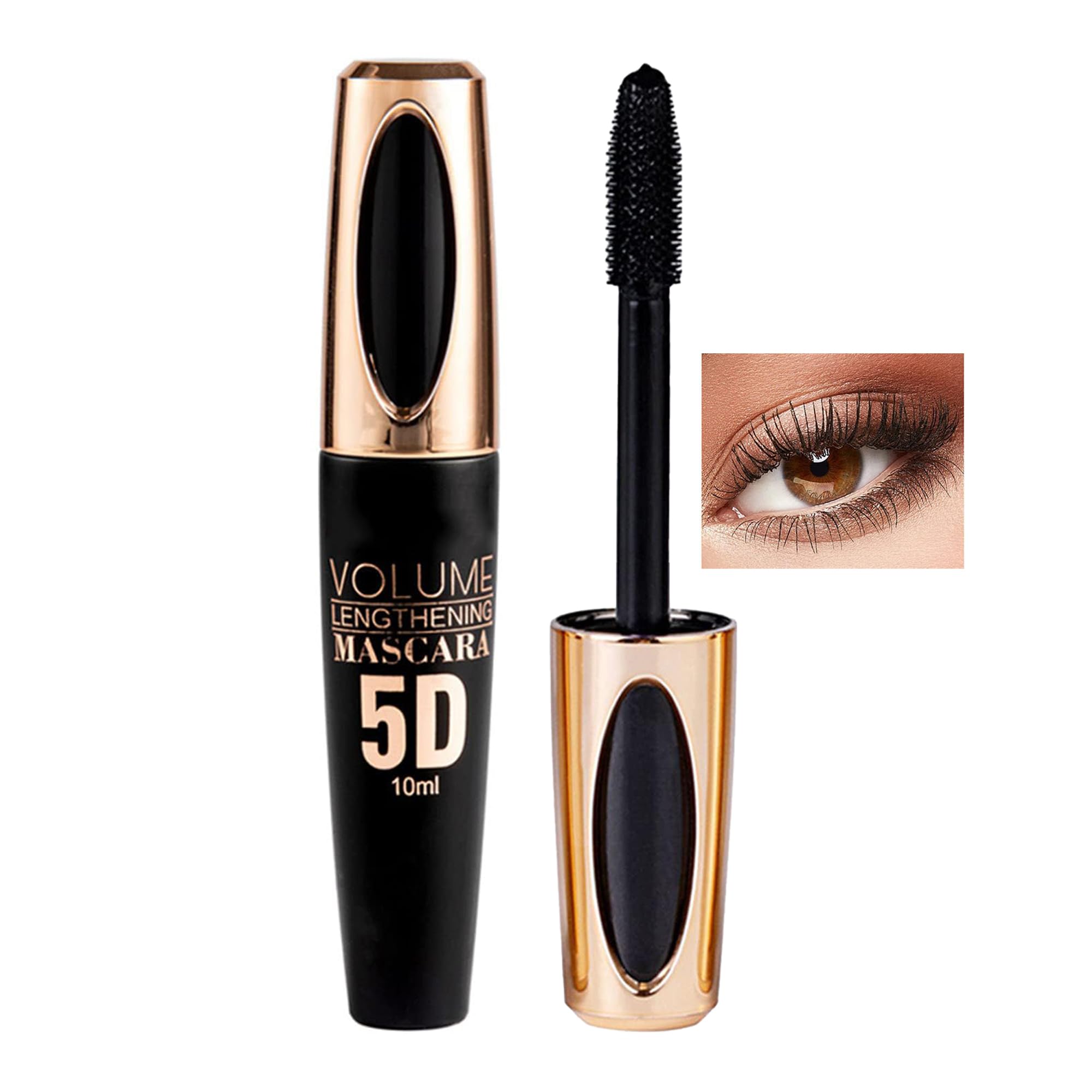 Black Mascara for Eyelashes, Colorful Waterproof Long Lasting Eye Lash, 5D Silk Fiber Lash Smudgeproof, Lengthening, Defining, Curling, Volumizing Color Mascara Halloween Party Stage Use, #01 #01 Black
