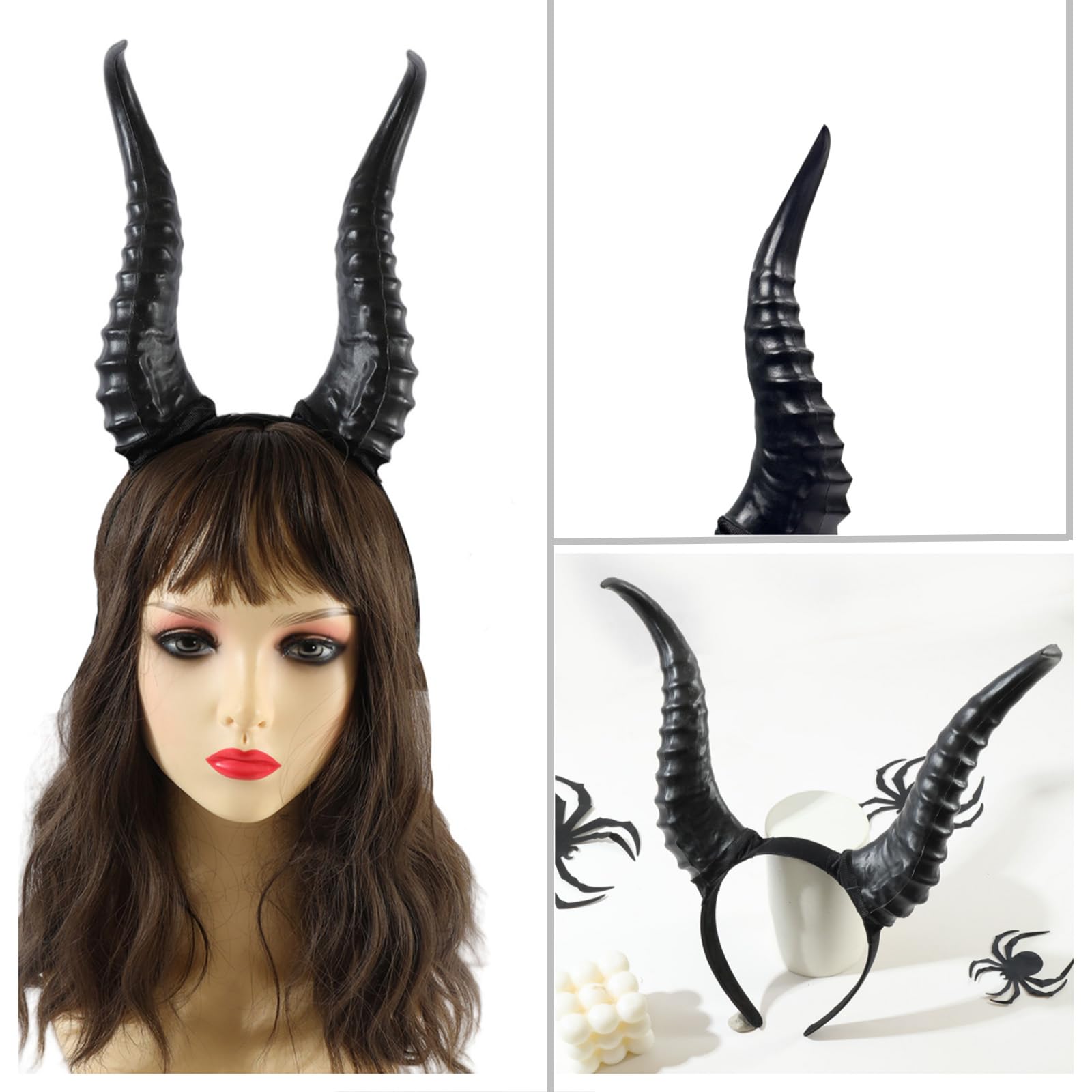 yayafunfun Devil Horns Headband Black,Antelope Sheep Horn Hoop Headband, Firm,Comfortable - Image 3