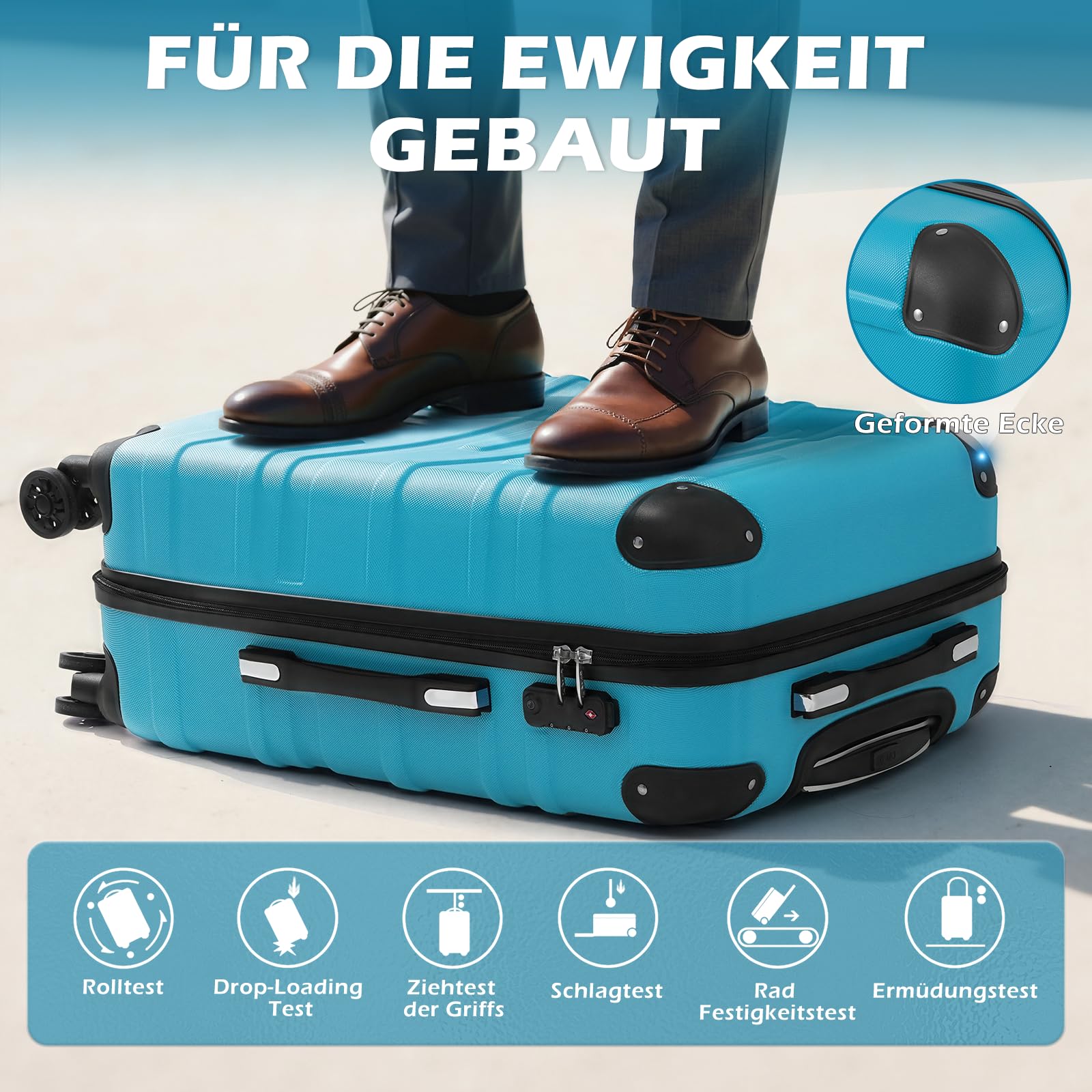 COOLIFE Hartschalen-Koffer Rollkoffer Reisekoffer Vergrößerbares Gepäck ABS TSA-Schloss 4 Rollen