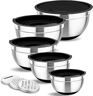 TeamFar Mixing Bowls Set of 5, Stainless Steel Nesting Salad Bowl with L...
