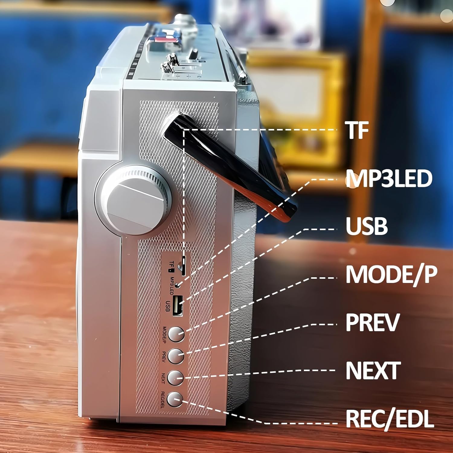 80s Style Kassette Boombox, Bluetooth Radio mit Band-Player, AM/FM/Shortwave-Empfänger, USB-SD-Eingang für Musik-Convertierung, tragbares Vintage-Audiogerät für nostalgisches Hören