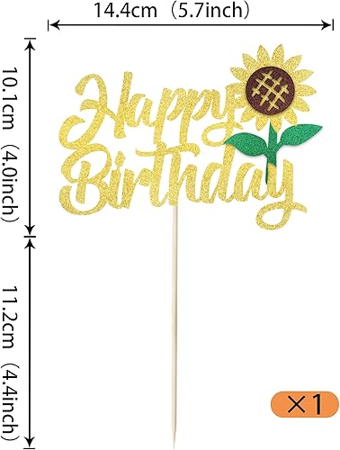 Miniatura 2 de 1 paquete de decoración de pastel de feliz cumpleaños con purpurina de girasol para pasteles, baby shower, niños, cumpleaños, verano, baby shower,