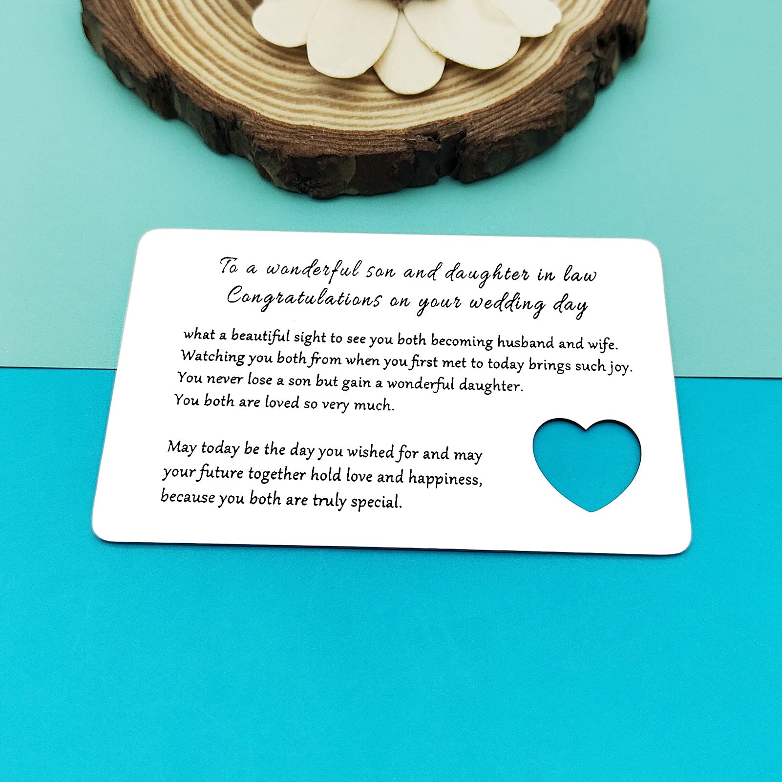 Son Wedding Gift from Mom Dad Daughter in Law Gifts Wedding Gift Engraved Wallet Card for Bride from Mother-in-Law on Wedding Day Wedding Gift for Son Daughter in Law Groom Wedding Gift Ideas - Image 2