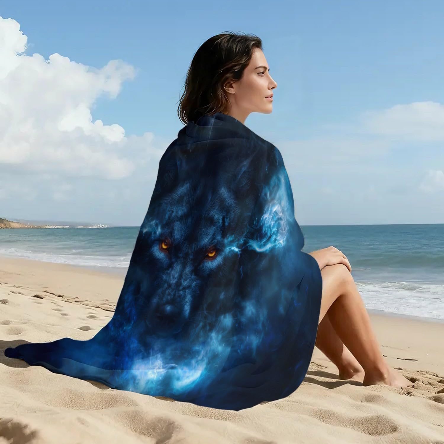 Ästhetisch, Romantisch, Einfach Strandtuch 230 x 210 cm - Strandtuch trandtuch Leichtdünn Weich Mond, Sternschnuppen, Sternenhimmel, Himmel,für Strand, Pool, Yoga, Picknick