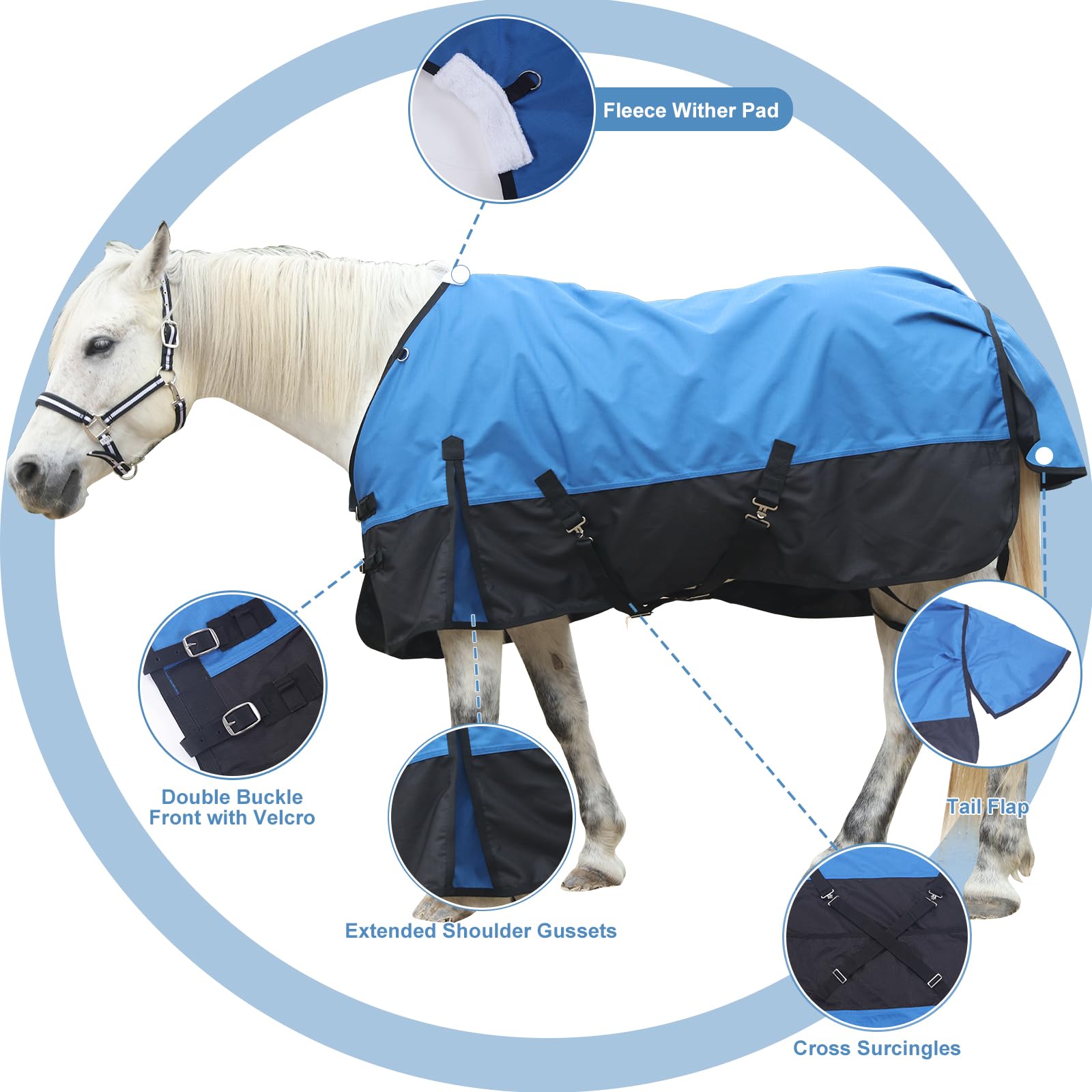 Gallopoff 1200D Ripstop Lightweight No-Fill Turnout Horse Rug - Image 2