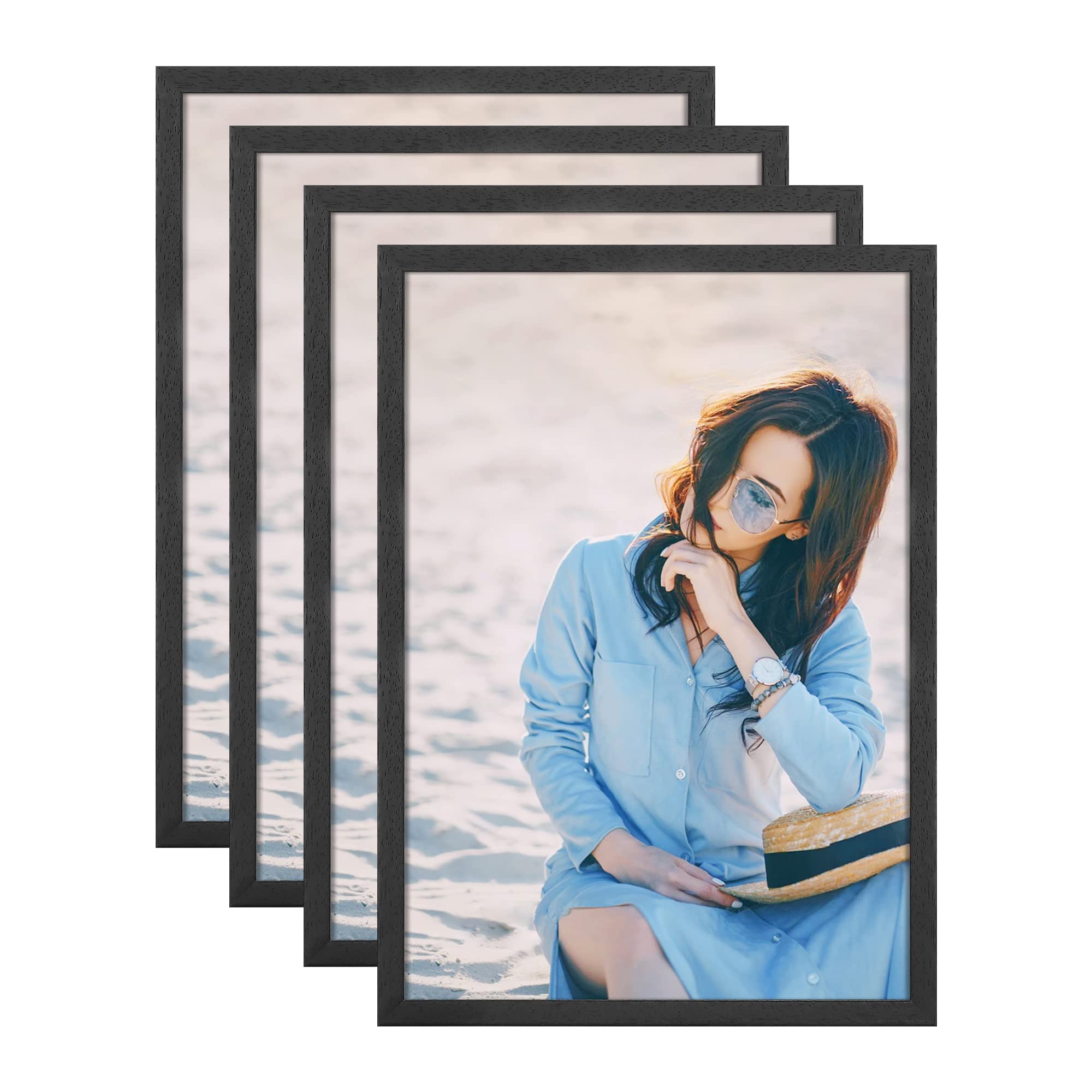 Buy A4 Picture Frame Black Solid Wood Photo Frame Set of 4 with HD