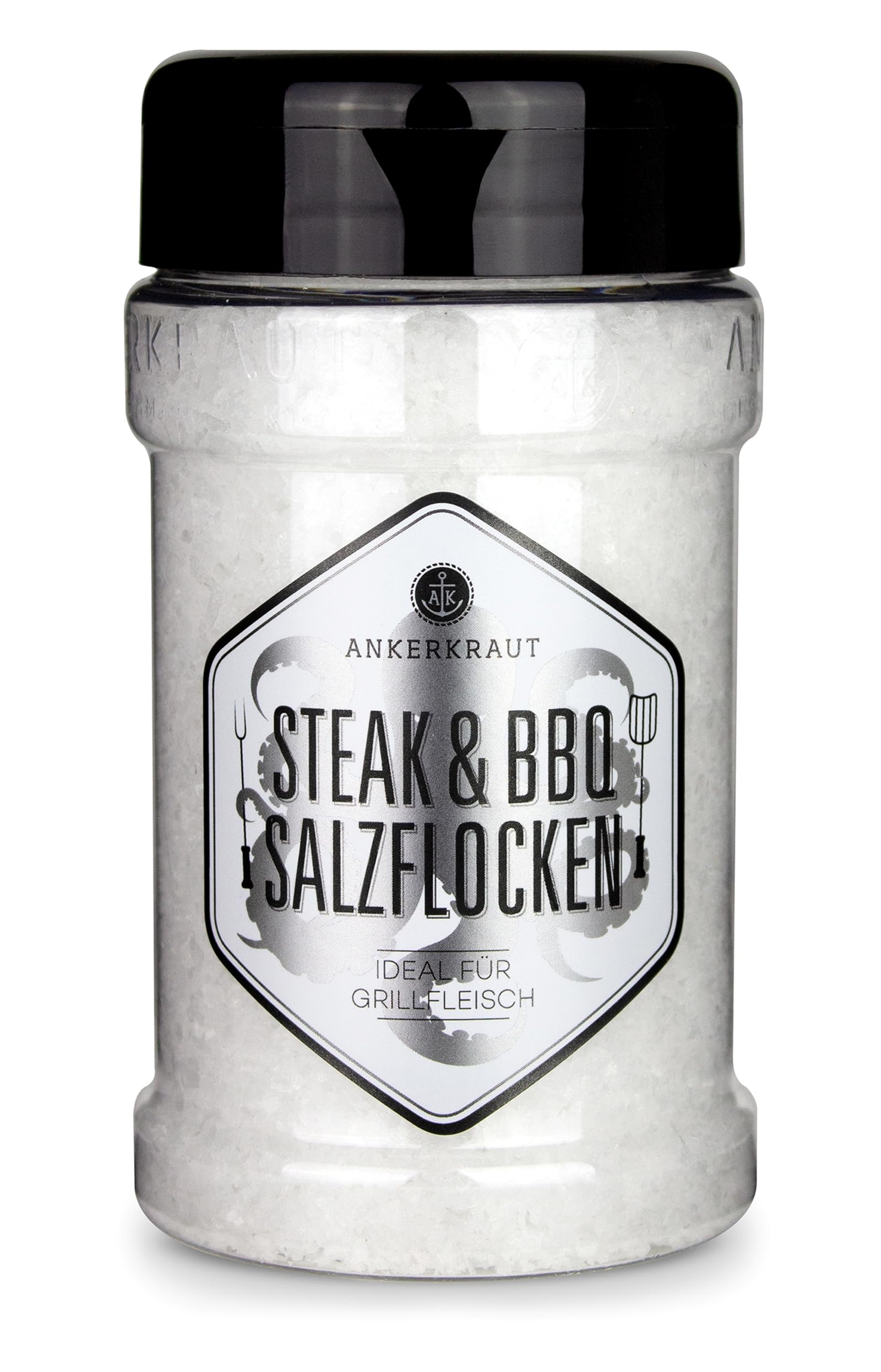 Ankerkraut Steak & BBQ Salzflocken, zum verfeinern von Steaks, Salaten oder auch Süßspeisen, 190g im Streuer