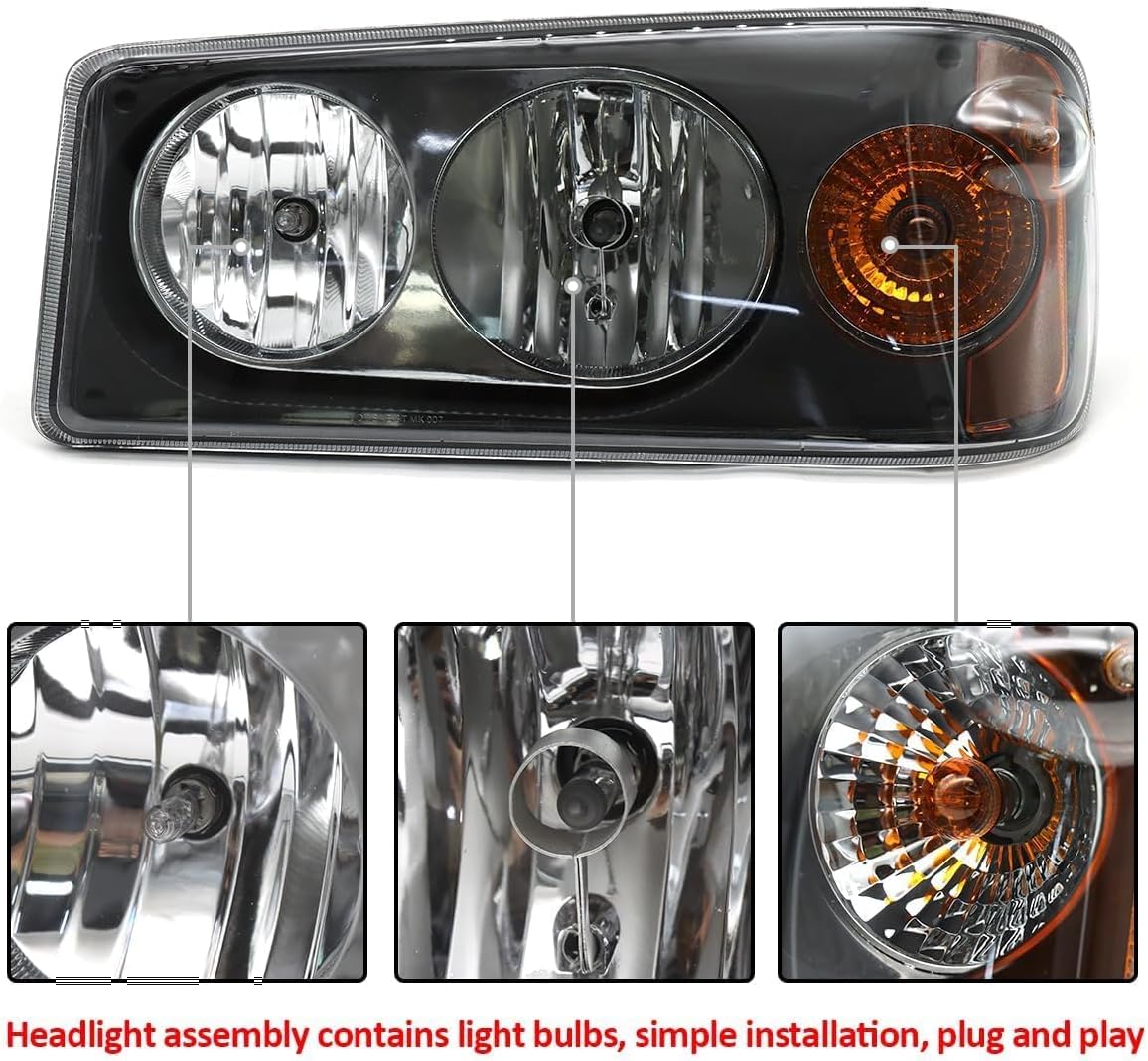 SUENOS Headlight Assembly Fit for Mack Granite GU713, Halogen Headlamp Compatible with Mack Truck Model Left/driver & Right/Passenger Side 25105806 25105807