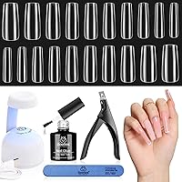 Vista 10 de Beetles - Juego de 240 puntas de uñas cortas ovaladas 5 en 1, base de pegamento de uñas de gel, lámpara LED UV, uñas a presión, juego de extensión