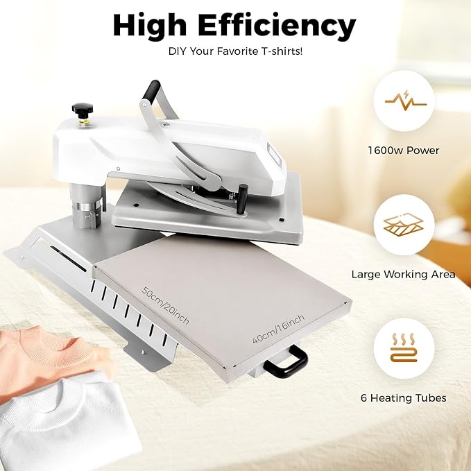 Prensa Térmica Profesional 16" x 20" para Camisetas, Sublimación miniatura 3